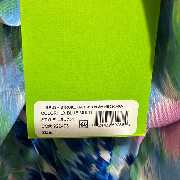 Sam Edelman Size 4 Brushstroke Garden A-Line Mock Neck Midi Dress NWT - Picture 8 of 10